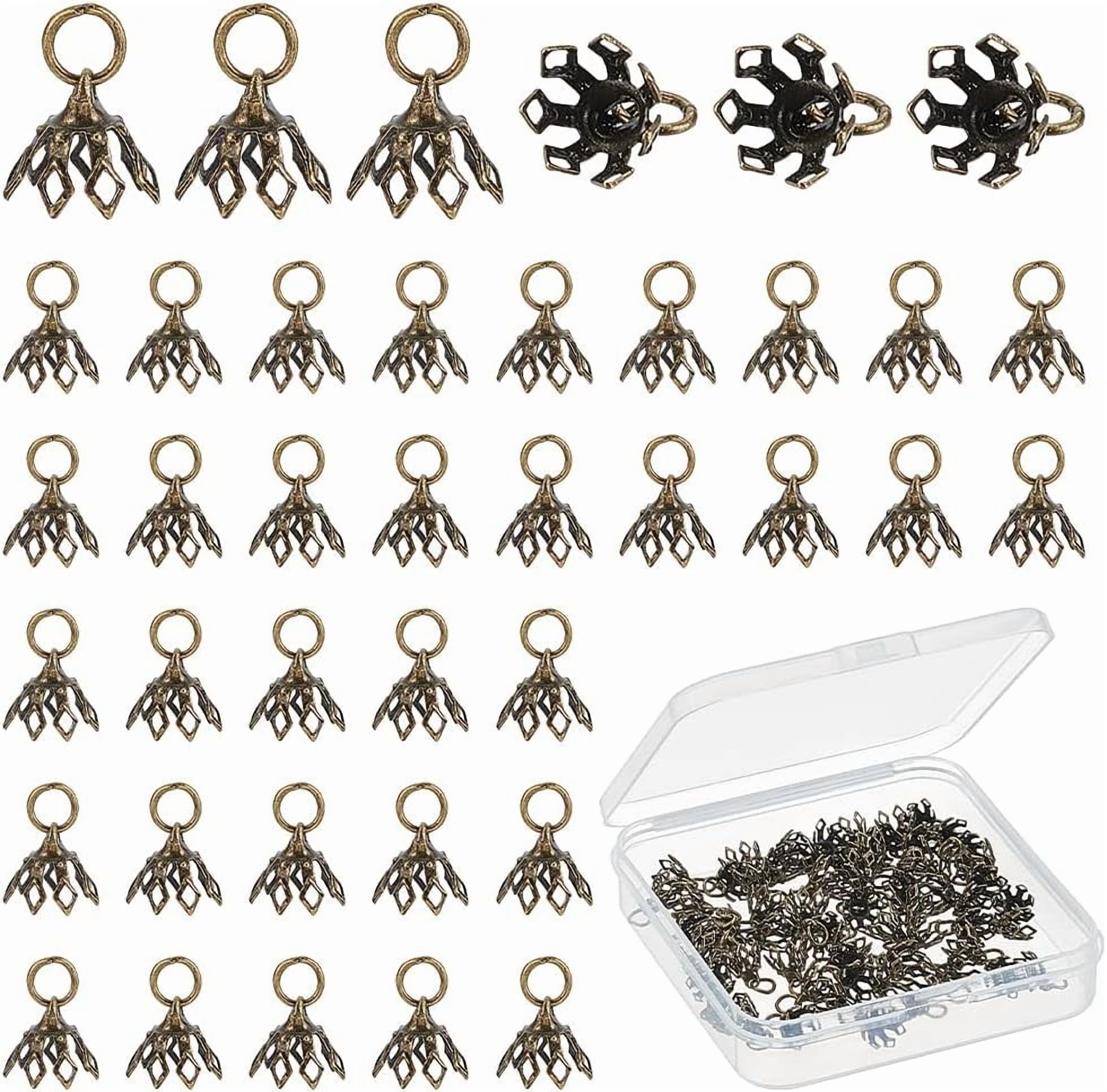 70Pcs Flower Rack Plating Brass Filigree Bead Cap Bails 7-Petal Bronze ...