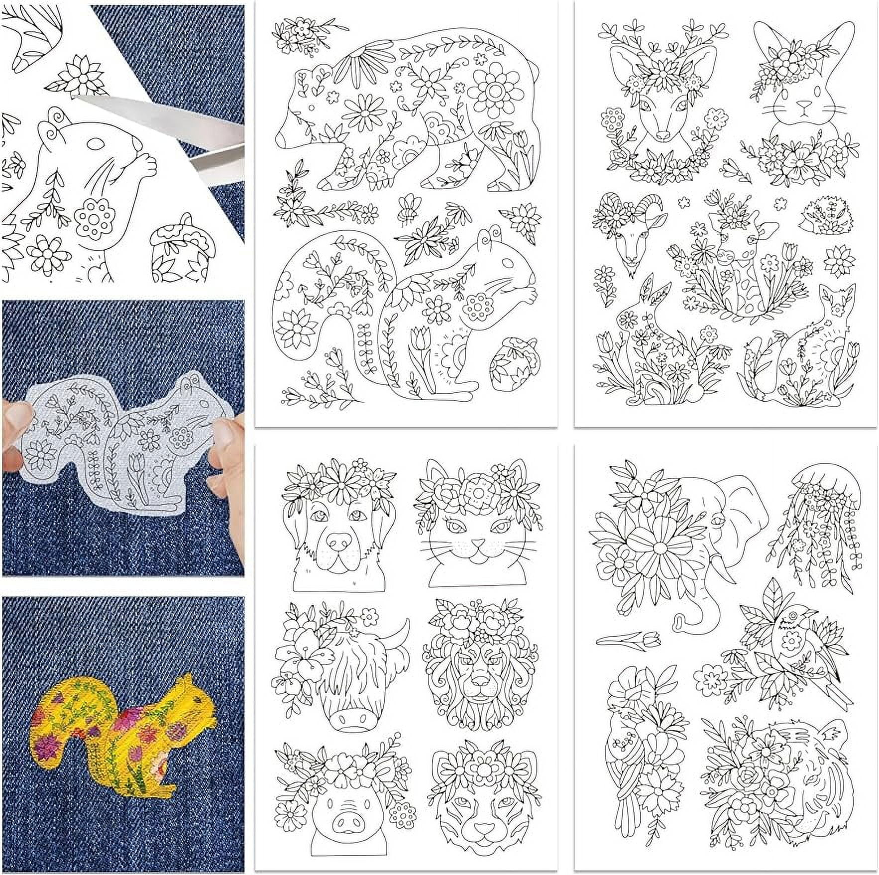 70Pcs Flowers Pattern Water Soluble Hand Sewing Stabilizers Animals Stick  and Stitch Embroidery Designs Paper for Fabric Embroidery Stitch Practice  Embroidery Patterns Transfers 4 Sheets 