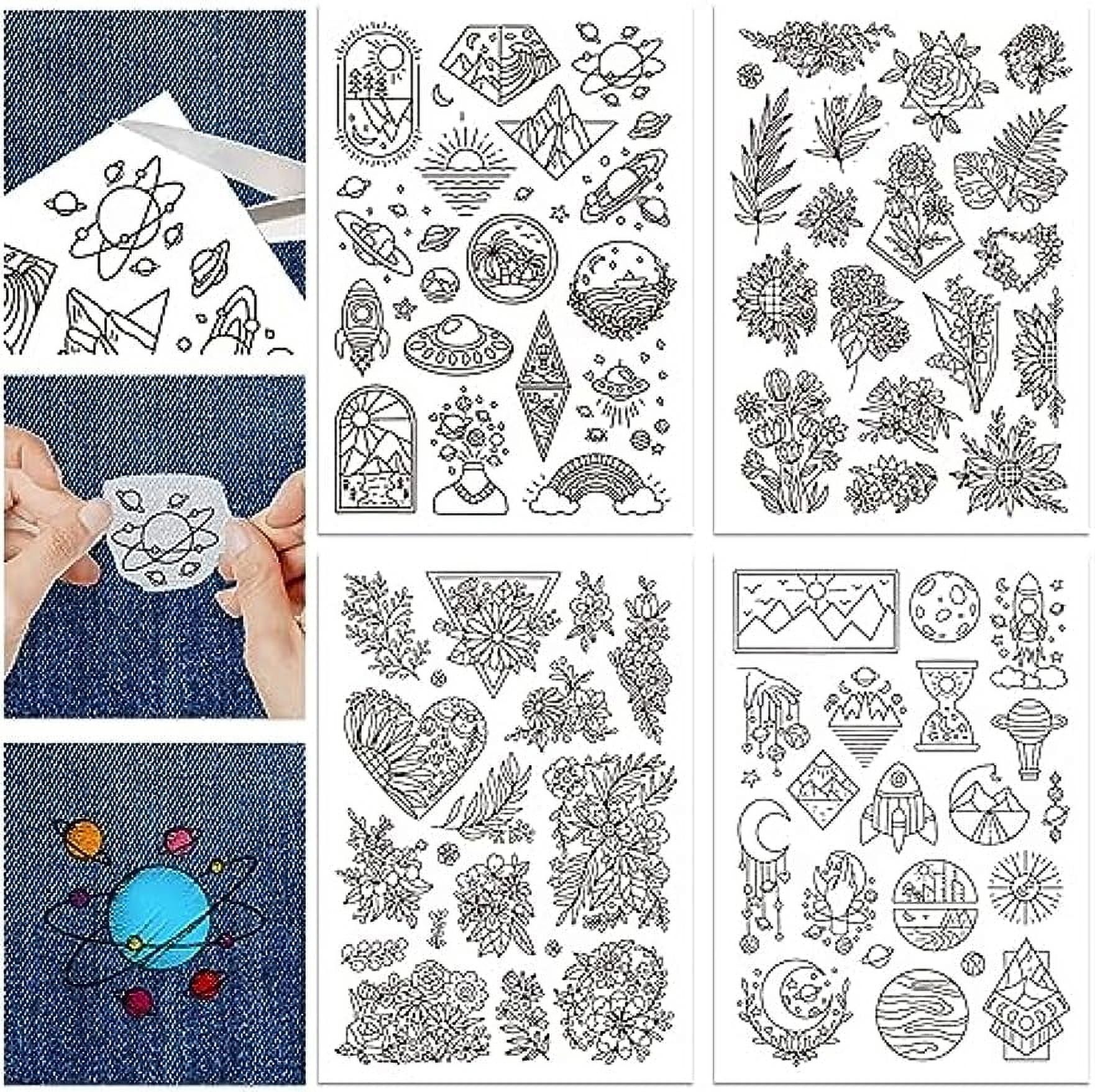 70Pcs Flowers Pattern Water Soluble Hand Sewing Stabilizers Celestial Stick  and Stitch Embroidery Designs Paper for Fabric Embroidery Stitch Practice  Embroidery Patterns Transfers 4 Sheets 