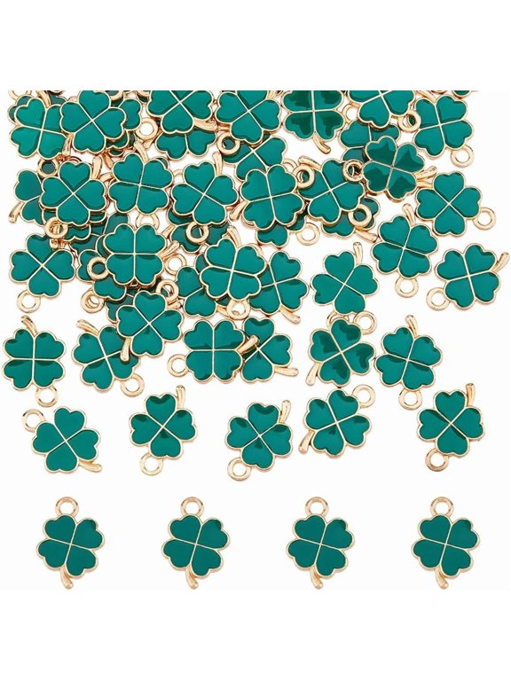 70Pcs Four Leaf Clover Charms Enamel Alloy Charms Small Shamrock Charms Mini Lucky Leaf Charms St. Patrick's Day Charm Green Leaf Pendant for Jewelry Making DIY Crafts for diy