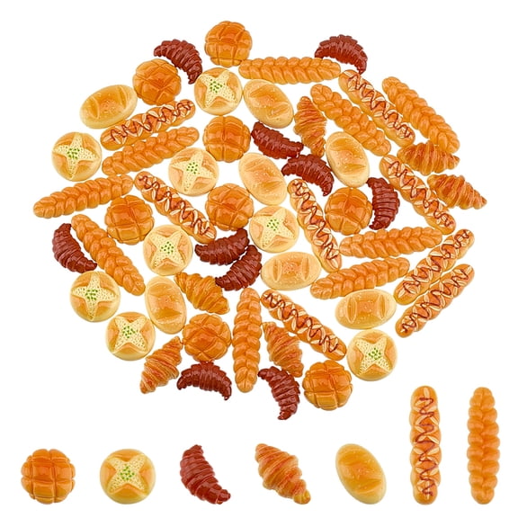 70Pcs Miniature Food Bread Dollhouse Bakery Bread Croissant Accessories Tiny Resin Things Mini Kitchen Micro Landscaping Decoration for DIY Craft Home Kitchen Garden Display Props DIY