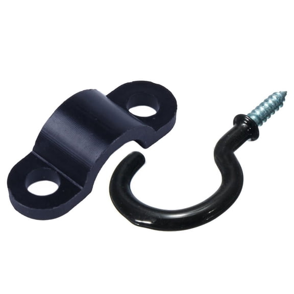 70Pcs Screws Mounted Arched Cable Clamp Clip Tie 21 x 7mm for 3mm Wire & 50 Pcs 1.1 Inch Cup Mug Hooks Shouldered Metal Screw-In Plastic Coated Hanging Black