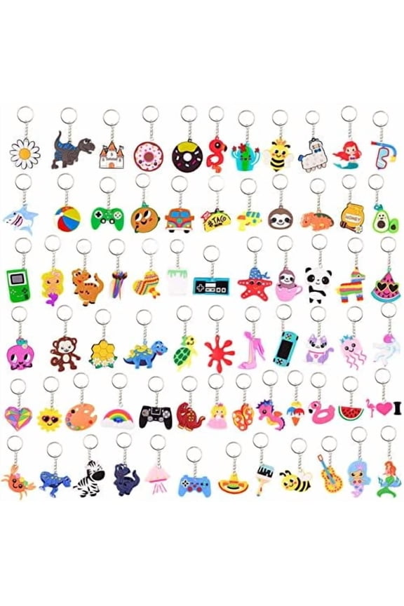 70Pcs Video Game Party Favors Video Game Keychains for Kids Birthday School Party Dinosaur Donut Marine Animal Mermaid Rainbow Bulk Keychains for Birthday Party Supplies$$Home Decor, Kitchen, & Other