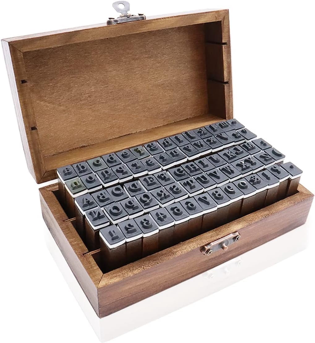 70Pcs Wooden Rubber Alphabet Letter Number Stamps, Rectangular, Capital ...