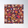 thumbnail image 1 of 70S, 60S, Vintage Pattern, Boho, Retro Flower Power, Floral Pattern, Navy, Pink, Orange Poster Wall Art, Modern Wall Decor For Living Room Bedroom, 30x30 UNFRAMED, 1 of 3