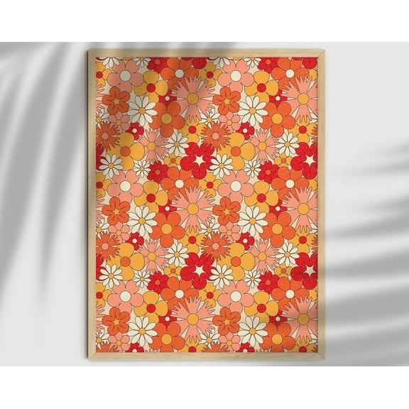 70S Decor, 70S Floral Pattern Print, Hippie 60S Decor, Retro Home Decor, 70S Flower Poster, Vintage Poster, 70S Wall Art, Flower Power Print Wall Art, Modern Wall Decor, 8x12 UNFRAMED