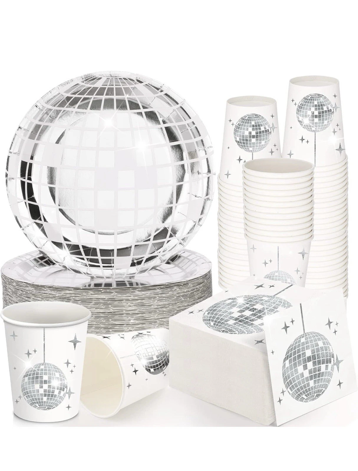 70S Disco Party Supplies Includes 50 Pcs Silver Disco Ball Paper Dinner — free download