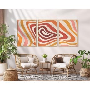 70S Groovy Wavy Print Set Retro Home Decor Office Wall Art Living Room Decor, Paper Poster Only Set 3