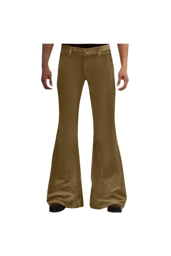 70S Outfits Bell Bottom Pants For Men,Mens Bell Bottom Jeans Flared Jeans Coffee