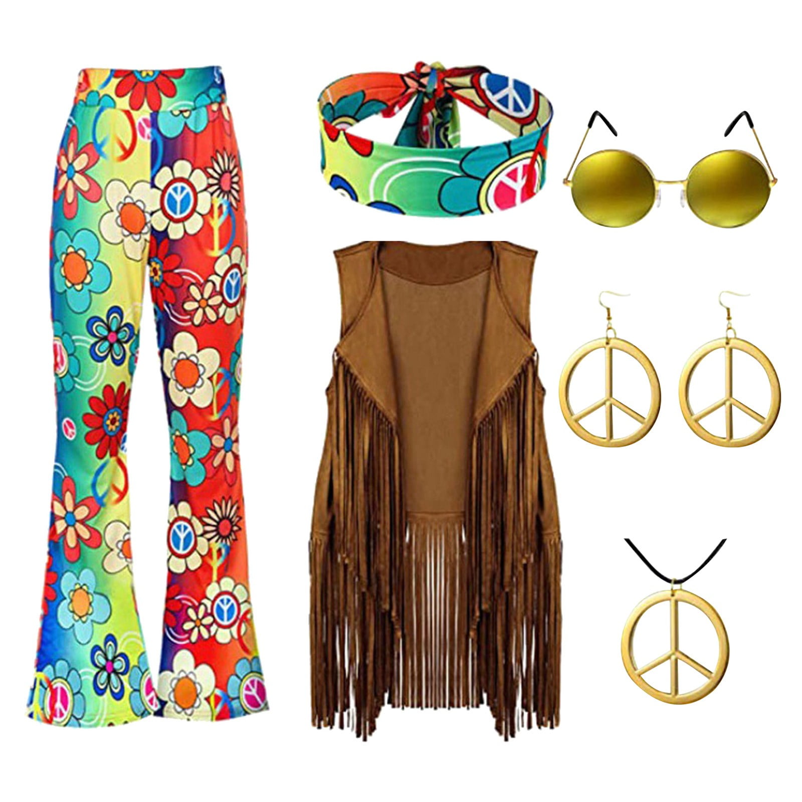 70S Outfits FWoman,70S Hippie Hippie Party Tassel Vest + Pants ...