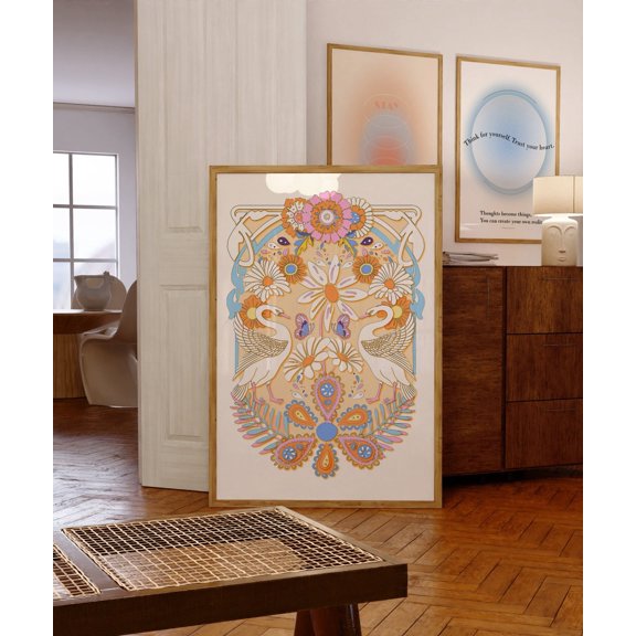 70S Retro Floral Groovy Poster Unframed Paper Print