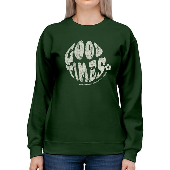 70S Retro Good Times Badge Sweatshirt Women -Image by Shutterstock, Female 3X-Large
