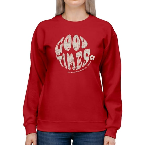 70S Retro Good Times Badge Sweatshirt Women -Image by Shutterstock, Female Medium