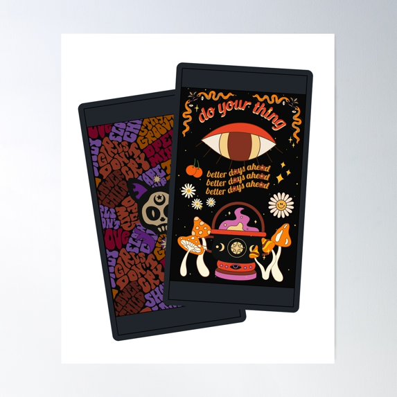 70S Retro Groovy Do Your Thing Better Days Ahead Tarot Card Style Poster Wall Art, Modern Wall Decor For Living Room Bedroom, 24x36 UNFRAMED