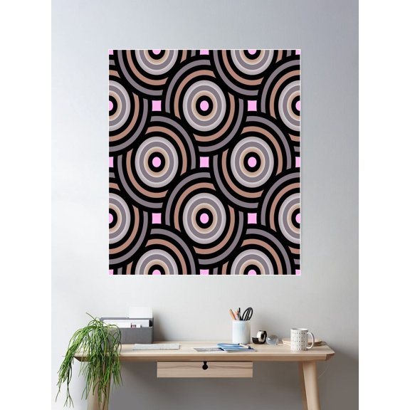 70S Retro Overlay Circles Pattern Poster Wall Art, Modern Wall Decor For Living Room Bedroom, 12x18 UNFRAMED