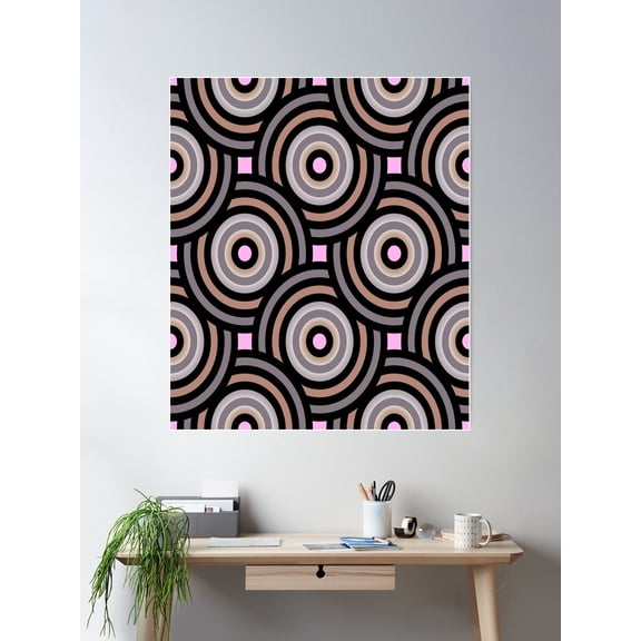 70S Retro Overlay Circles Pattern Poster Wall Art, Modern Wall Decor For Living Room Bedroom, 8x12 UNFRAMED