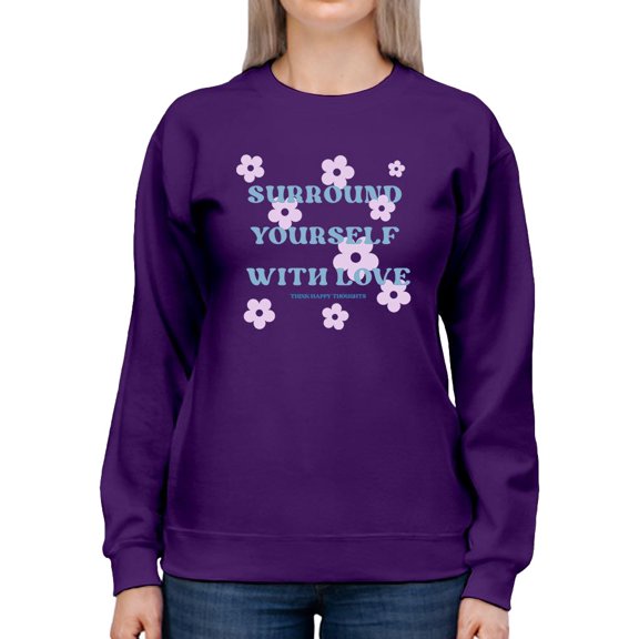 70S Retro Surround Yourself Love Sweatshirt Women -Image by Shutterstock, Female x-Large