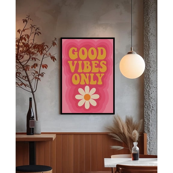 70S Retro Wall Art: Good Vibes Only Poster, Unframed Poster Size 8x12