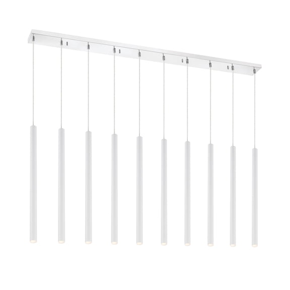 Z-Lite Forest 10 Light Steel LED Island Pendant in Matte White and Chrome