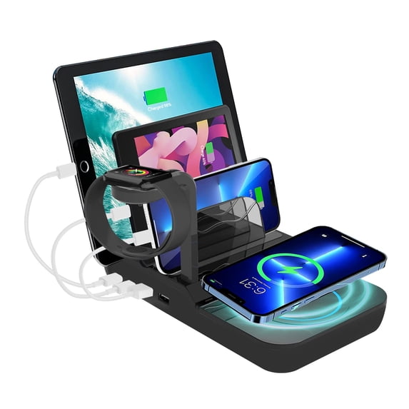 70W Charging Station for Multiple Devices, 5 in 1 Fast Charging Dock with 10W Max Wireless Charger and 4 Ports , 30W USB C PD Fast Charging for iPad, iPhone,Tablets