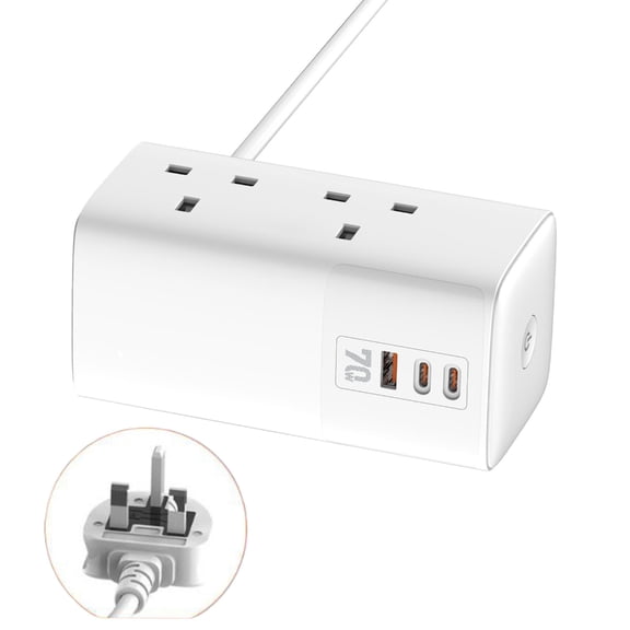 70W Multiple Outlet Power Strips Tower with Surges Protections Flat Plug 2 Outlets 3 USB Port for Dorm Essential