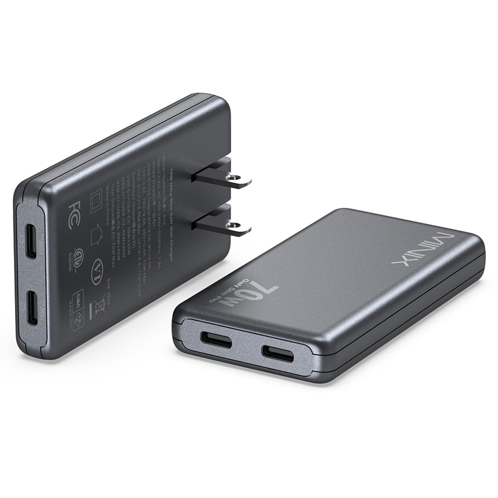 70W Ultra-Slim GaN Wall Charger – Universal Fast Charging, 100-240V Global Compatibility, Dynamic Power Distribution & Intelligent Protection for All Devices S70
