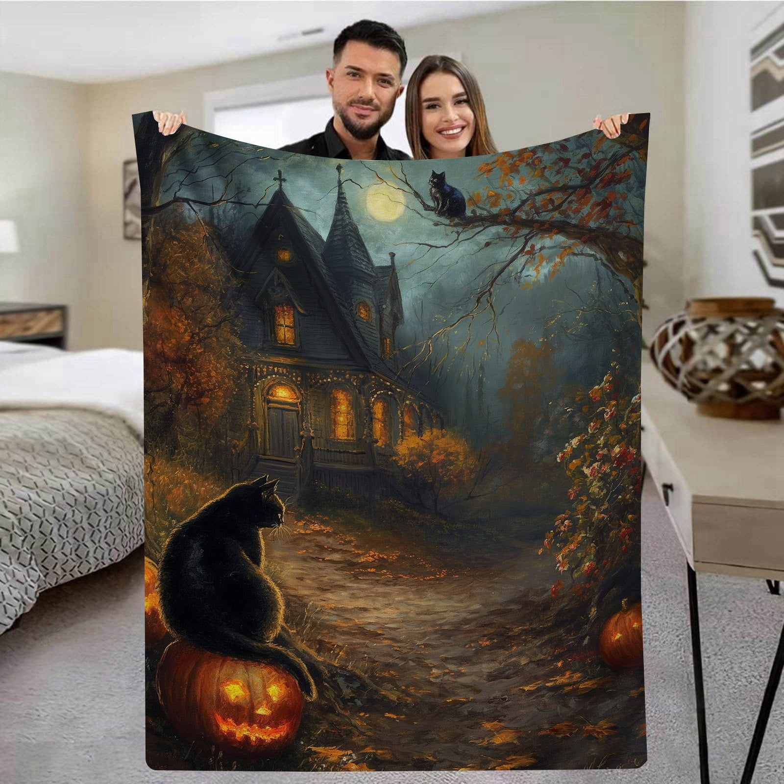 70X100Cm Printed Blanket Night Flannel Autumn Warm Family Foldable