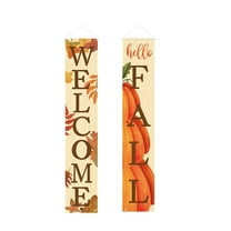70X13 Inch Fall Decor Banner, Festive Hanging Leaves And Pumpkins For Home, Welcome Fall Signs For Front Door And Porch Decoration, Thanksgiving Day Porch Banners