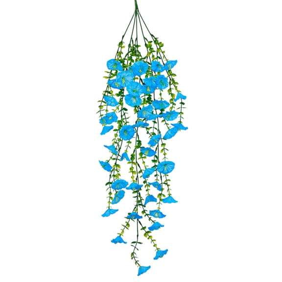 70cm Artificial Morning Glory Hanging Vines, Trailing Blue Flower Plants Fake Hanging Floral Garlands,Vines for Home Garden Yard Patio Hanging Baskets Wedding Backdrop Indoor Outdoor Decor,Blue