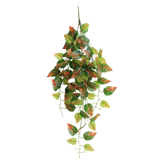 70cm Artificial Trailing Vines Green Red Maple Leaf Plants, Faux Hanging Greenery Vines Fake Leaf Garlands,Durable Low-Upkeep Vines for Wall Balcony Home Wedding Indoor Outdoor Decor,C-style