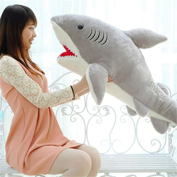 70cm Cute Shark Shaped Plush Toy Pillow Back Cushion Doll Gift Animal Bolster for Children Boys Girls Gifts For 3-6 years
