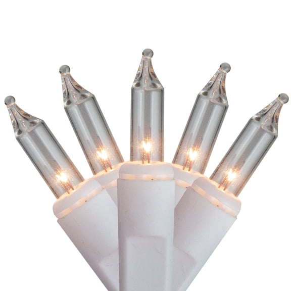 Northlight Mini Christmas Lights with Clips for Outdoor Decorations - Clear - 19.5" White Wire -