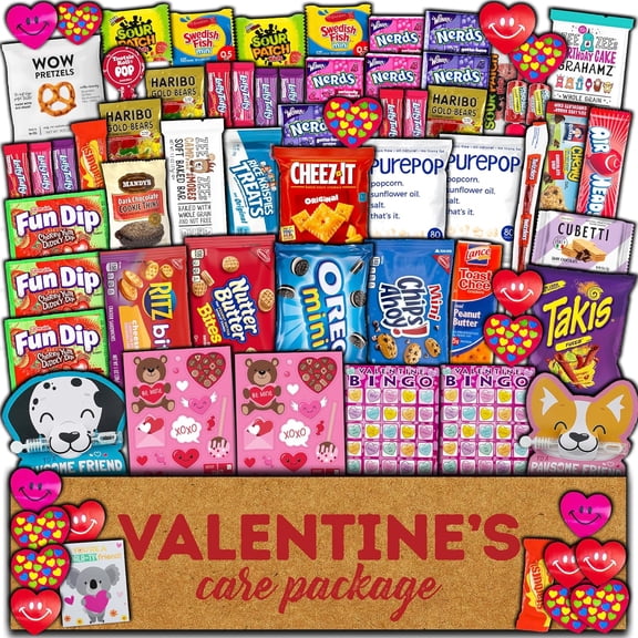 70ct Valentines Day Care Package - Gift for men women boyfriend girlfriend husband wife kids adults