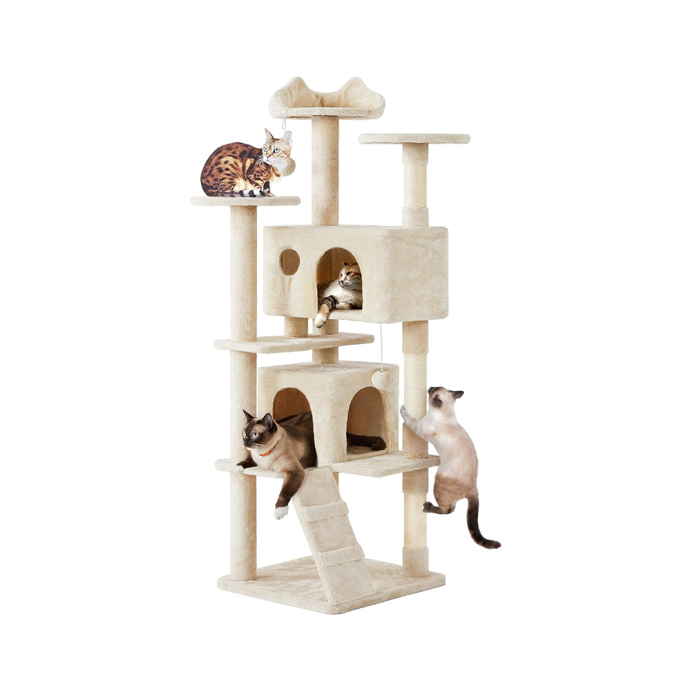 70in MultiLevel Cat Tree Tower with Condo, Standing Cat Furniture with