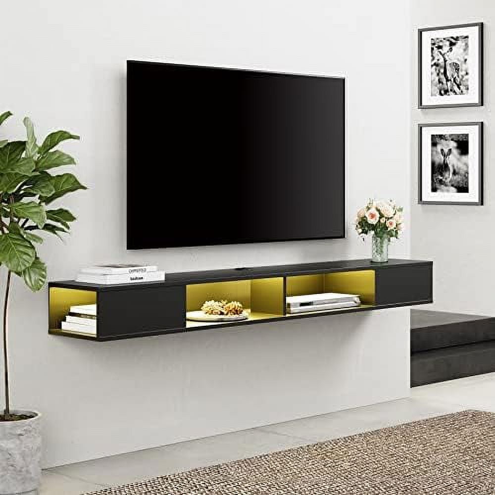 70in TV Stand with RGB Lights Entertainment Center Media Console Wall