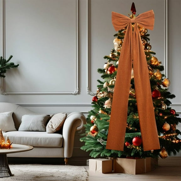 70inch Christmas Tree BowTopper,Large Velvet Christmas Tree Bow Decoration,Christmas Tree Topper Bow for Home Wedding Holiday Decor Supplies