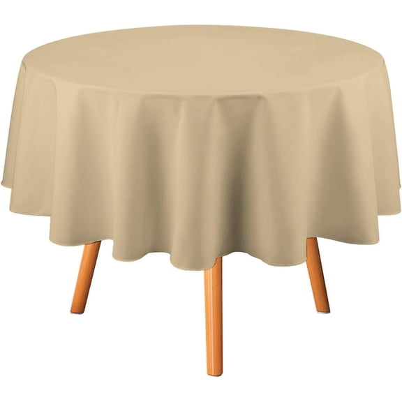 70inch Round Table Cloth, Modern Elegant Light Beige Tablecloths Washable Table Cover for Kitchen Dinning Party Tabletop Modern Decoration
