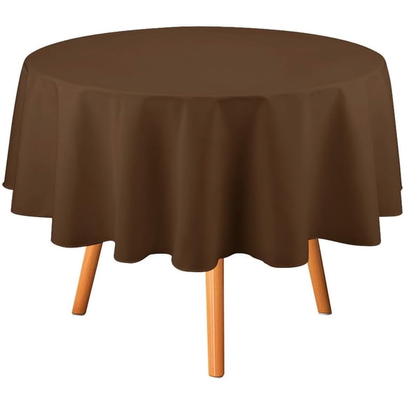 70inch Round Table Cloth, Modern Elegant Solid Brown Tablecloths Washable Table Cover for Kitchen Dinning Party Tabletop Modern Decoration