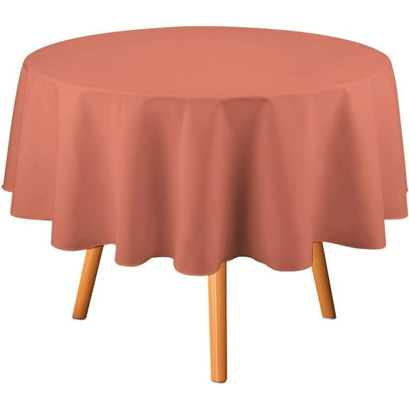 70inch Round Table Cloth, Modern Elegant Solid Terracotta Tablecloths Washable Table Cover for Kitchen Dinning Party Tabletop Modern Decoration