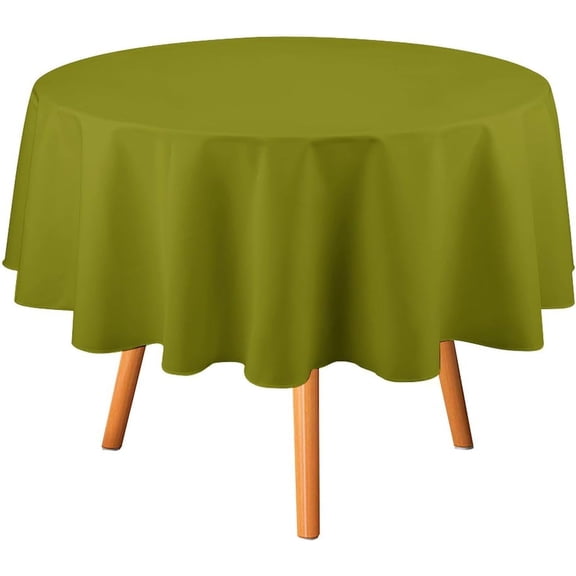 70inch Round Table Cloth, Olive Green Color Tablecloths Washable Table Cover for Kitchen Dinning Party Tabletop Modern Decoration