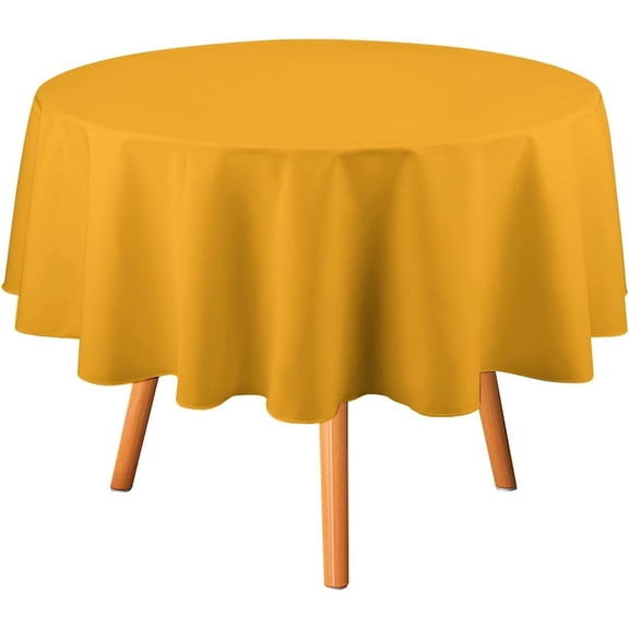 70inch Round Table Cloth, Orange Trend Color Tablecloths Washable Table Cover for Kitchen Dinning Party Tabletop Modern Decoration