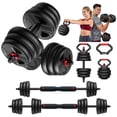 thumbnail image 1 of 70lbs Free Weight Set with Connector, 5 in1 Dumbbells Set Used as Barbell, Kettlebells, Push up Stand, Fitness Exercises for Home Gym Suitable Men/Women, 1 of 9