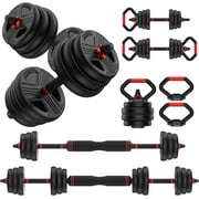 70lbs Free Weight Set with Connector, 6 in1 Dumbbells Set Used as Barbell, Kettlebells, Push up Stand, Fitness Exercises for Home Gym Suitable Men/Women