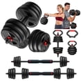 thumbnail image 1 of 70lbs Free Weight Set with Connector, 5 in1 Dumbbells Set Used as Barbell, Kettlebells, Push up Stand, Fitness Exercises for Home Gym Suitable Men/Women, 1 of 10