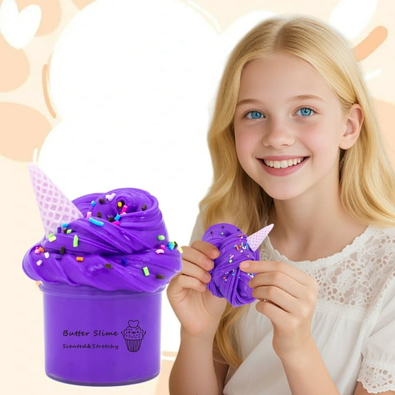 70ml Furry Cloud Butter Slime, Non-Settling Slime Toy with Accessories, Stretchy DIY Slime, Creative Crafts Slime, Sensory Play Toy, Stress Relief Slime