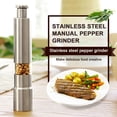 thumbnail image 1 of 70ml Grind Gourmet Salt and Pepper Grinder with Modern Thumb Push Button Grinder, Solid Stainless Steel, Black Pepper, Sea Salt and Himalayan Salt, Peppermill are Refillable, 1 of 7
