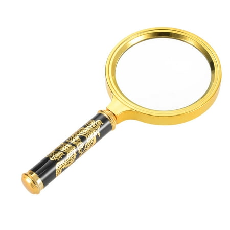 70mm 5X Handheld Reading Magnifying Glass Lens Magnifier Gold Tone