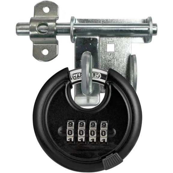 70mm Combo LockDisc Combination Lock with 4 Digit,Heavy Duty Storage Lock for Garage, Outdoor Fence, Shed, Storage Unit, Trailer, 1 Pack