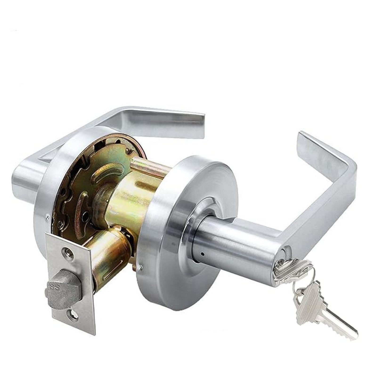70mm Door Handle Heavy Duty Grade 2 Keyed Entry Door Lever with Key and ...
