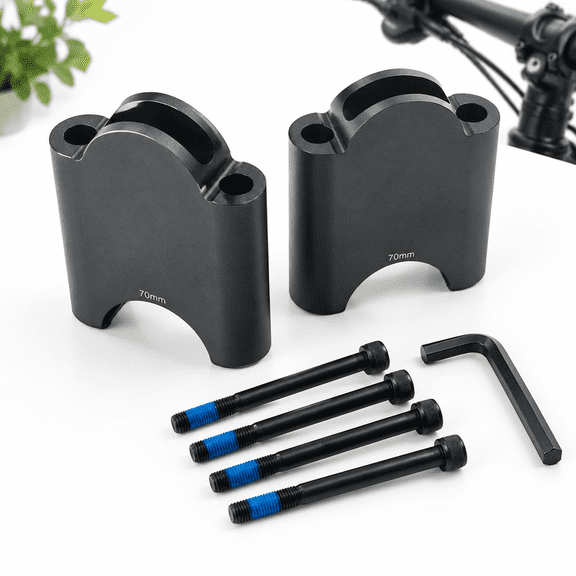 70mm Height Adjustable Aerobar Riser Kit, Black Aluminum, 31.8mm Clamp